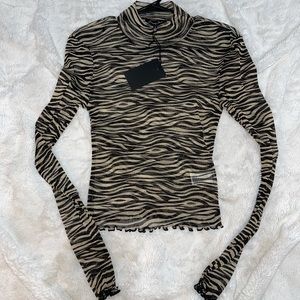 Mesh zebra print top long sleeve